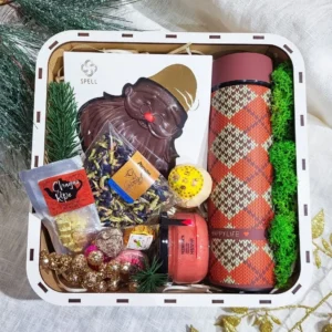 Новорічний Набір №2 Коробка Дерево 25 См Чай , Шоколад + Термос